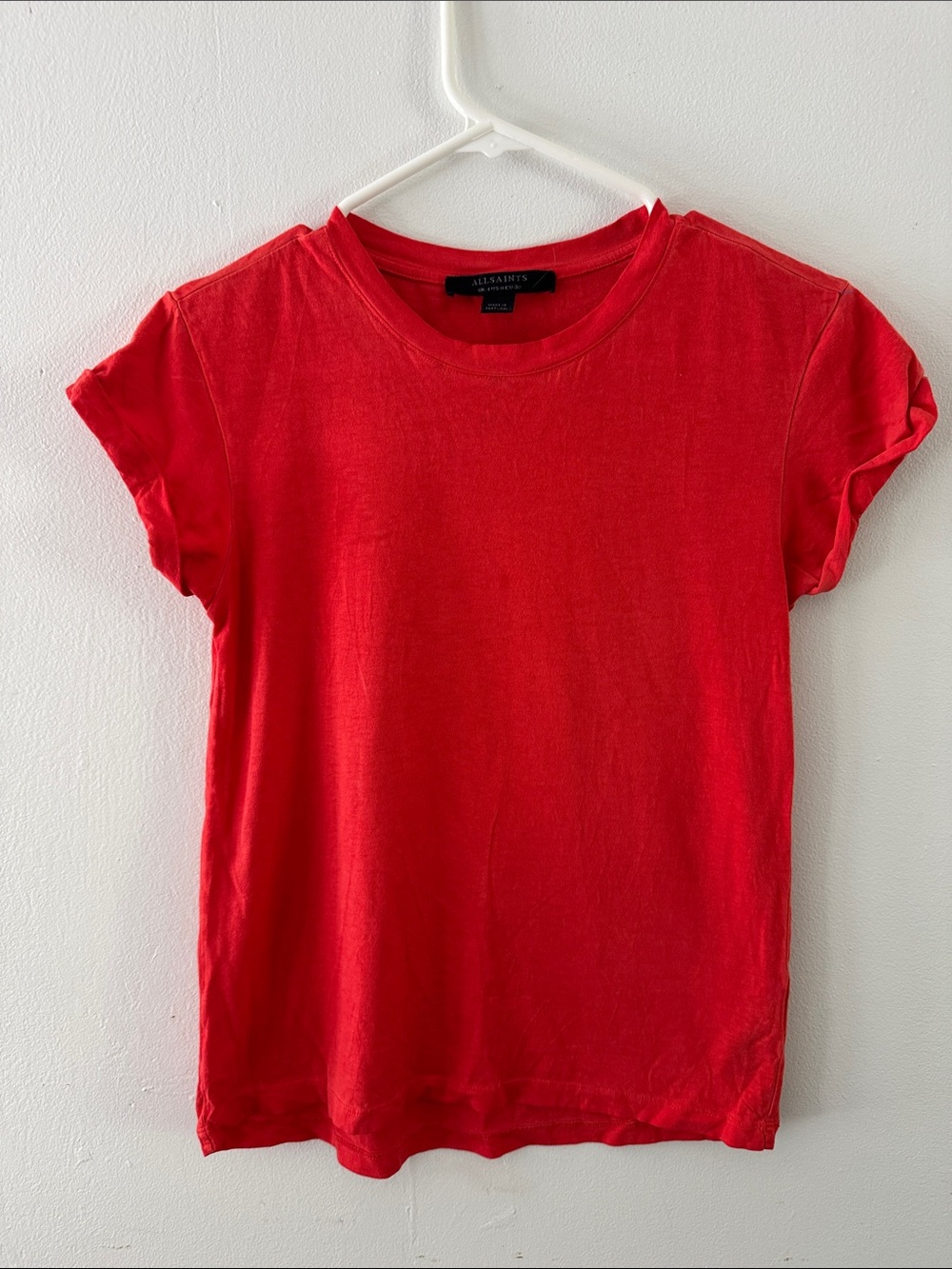 All Saints Red Short-Sleeve Crewneck Tee